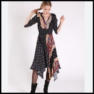 Desigual Gelia Bohemian Patchwork Handkerchief Midi Dress Size EU40/US 6 - NWT
